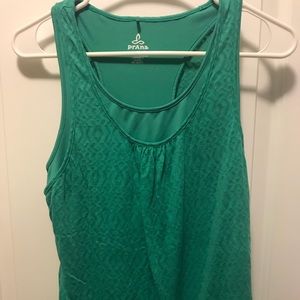 Prana workout top in teal connected two layer
